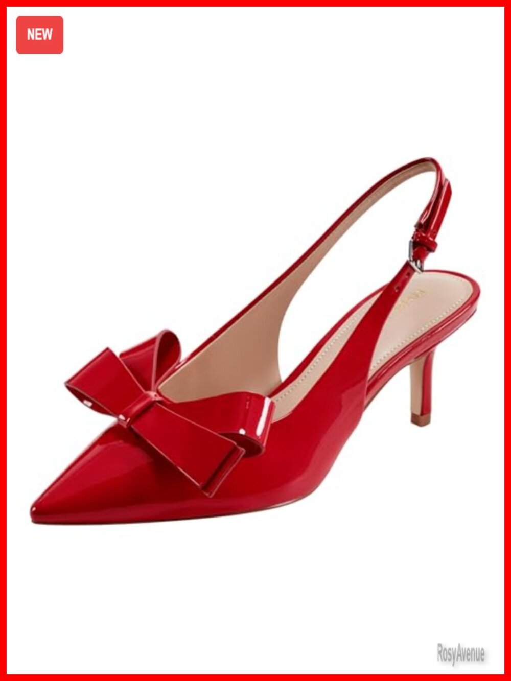 Pointy Toe Slingback Kitten Heel Pumps with Bow Detail